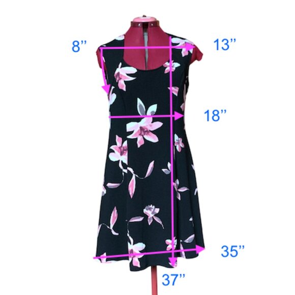 LILY MORGAN - Floral Black and Pink A-line sleeveless Dress - Large - Picture 10 of 10